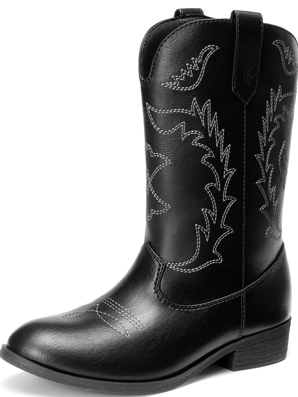 Kids Black Western Cowboy Boots - Stylish Stitch Detail